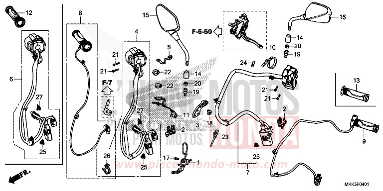 SCHALTER/KABEL (CRF1000D/D2/DL/DL2) von Africa Twin PEARL GLARE WHITE (NHB53HA) von 2018
